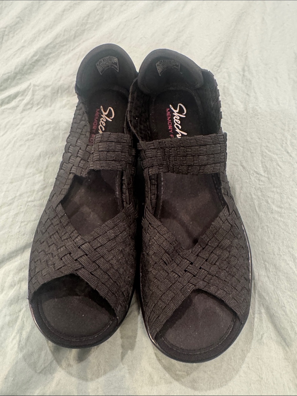 Skechers Women’s Black Woven Elastic Strap Sandals